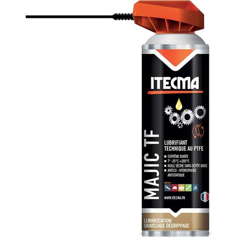 Lubrifiant de synthèse multifonctions haute température MAJIC TF au PTFE Hydrophobe et antistatique aérosol 650 ml brut- 500 ml net - ITW SPRAYTEC ITECMA (1/3)