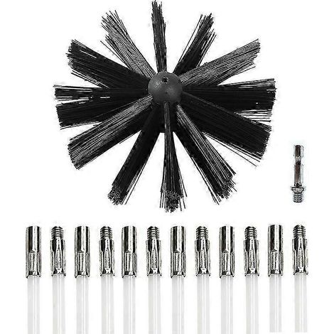 Manche long et flexible, 100/150/200 mm, brosse de ramonage rotative. Compatible avec le nettoyage des cheminées, conduits et foyers. (1/5)