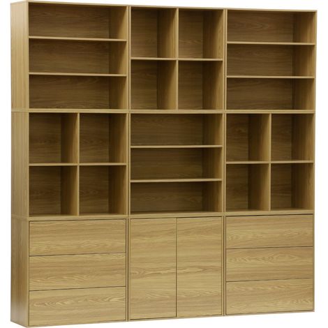 sweeek - Modulares Regal Holzdekor 9 Elemente