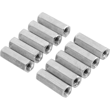 10 pièces Écrous longs à douille hexagonale, fixations filetées d'écartement (M6  25) (1/5)