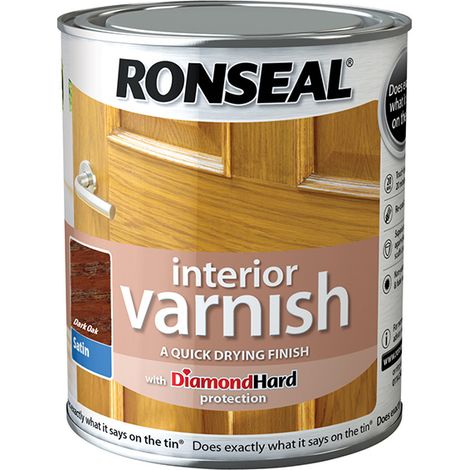 Ronseal 36826 Interior Varnish Quick Dry Satin Dark Oak 250ml RSLIVSDO250