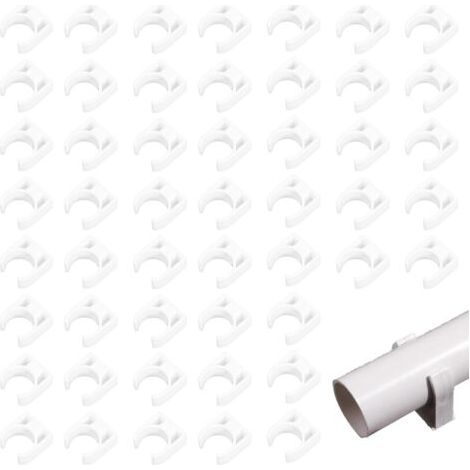 BUNTHAUS 50 Pièces 20mm Tuyau Clips Set,Support en U pour tuyau en PVC,Tube 20mm,Clip de Tuyau pour Fixation des Tuyaux d'eau, Gaz, Plastique, Tuyau Clips pour Ateliers, Chantiers (1/4)