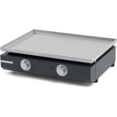 Plancha à gaz inox 2200 cm² – 3000 W – 2 zones réglables 50°C à 300°C – Plaque 4 mm avec rebords – Collecteur de graisses amovible – Riviera & Bar (1/4)