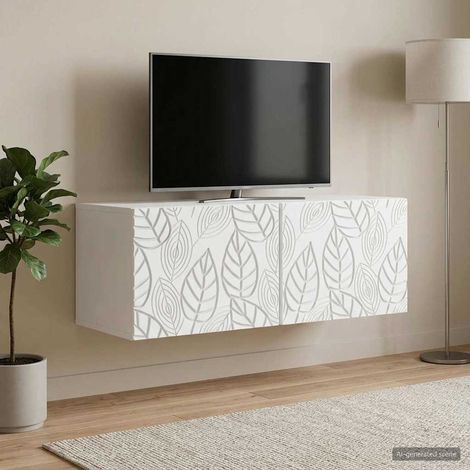 Wandmontierter TV-Schrank 78,5 x 41 x 30 cm Weiß Holzwerkstoff (1/5)