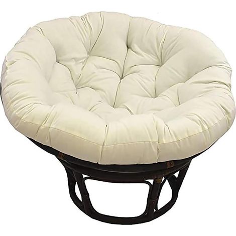 Coussin de chaise de jardin imperméable avec sangles - Lavable, rond, blanc cassé, 100 x 100 cm