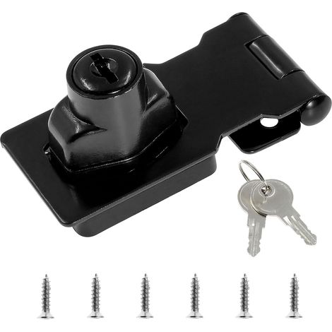 Verrou de porte à clé 2,5", loquet en acier inoxydable, serrure rotative pour petits meubles, noir mat (1/3)