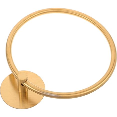 Porte-serviettes adhésif pour salle de bain, sans perçage, anneau rond en acier inoxydable doré, (1/5)