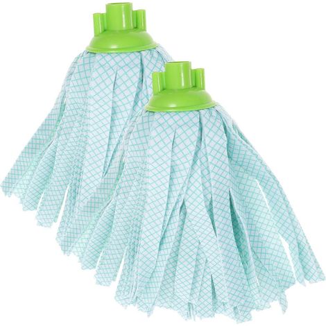Lot de 2 têtes de rechange pour balai à franges réutilisables, en coton à bords coupés, idéales pour le nettoyage des sols. (1/4)