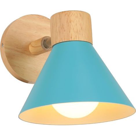 Moderne E27-Wandleuchte für den Innenbereich, industriell verstellbare Wandleuchte aus Holz, Ø18cm (Blau) für Schlafzimmer, Wohnzimmer, Flur, Café (1/5)
