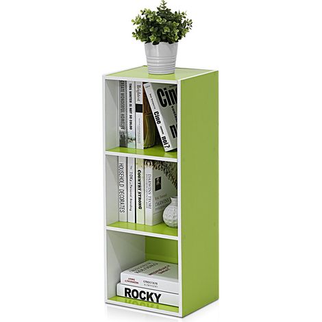Bibliothèque Étagère de Rangement Cubes à 3 Étages, Blanc/Vert (1/5)