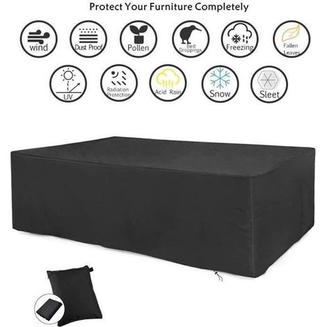 Housse de Protection Salon de Jardin Table Bâche Rectangulaire 213x132x74cm Couverture de Meubles Imperméable Anti-poussière Anti-UV (1/4)