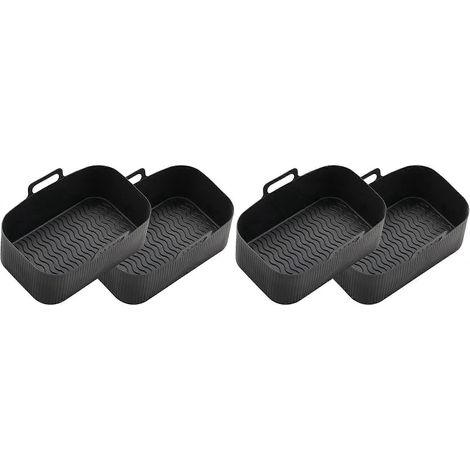 Lot de 4 doublures pour friteuse à air Ninja Dual, doublures en silicone réutilisables pour accessoires de friteuse à air Ninja, noires (1/5)
