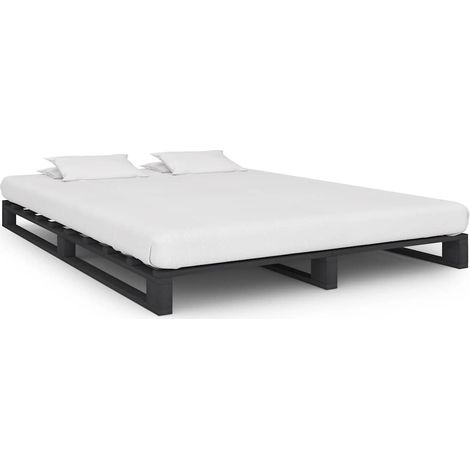 Estructura de cama de palets madera maciza pino gris 140x200 cm (1/5)