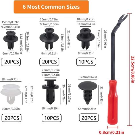 100 pezzi clip universali per auto, clip di fissaggio per auto, kit di clip in plastica, rivetti per clip in plastica, rivetti per clip in plastica universali per auto, rivetti di fissaggio protettivi (1/4)