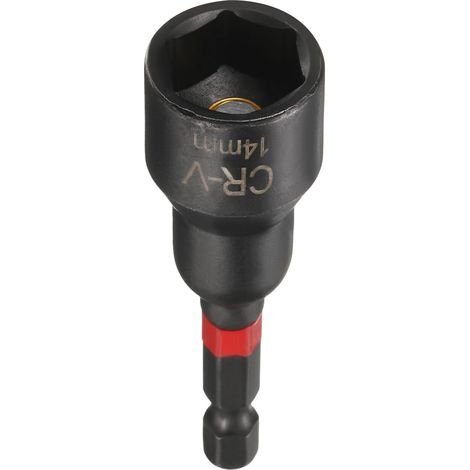 Magnétique Douille 14mm 1/4" Tige Hexagonale 3" (65mm) Noir (1/5)