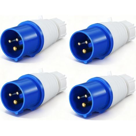 Prise Industrielle à 3 Broches IP44 16A, 4 Pièces Étanche Fiche Mâle Industrielles, Câble Adaptateur d'Extérieur, pour Caravane Industrielle, 220-250V (1/5)