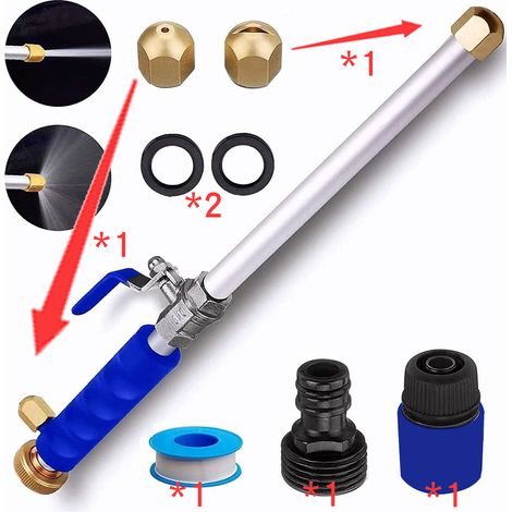 Kit de limpieza Hydro Jet: limpiadora de alta presión extensible con 2 boquillas y pulverizador de agua para la limpieza de jardines, coches y ventanas. (1/5)