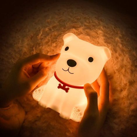 Luz nocturna para bebé, luz nocturna recargable con forma de perrito, luz nocturna portátil de silicona, luz nocturna táctil, decoración para la habitación del bebé, para niño y niña. (1/5)