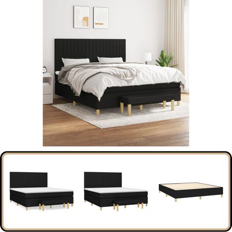 Boxspringbett mit Matratze Schwarz 160x200 cm Stoff - Boxspringbett - Doppelbett - Schlafraum - Bettenrahmen - Matratze