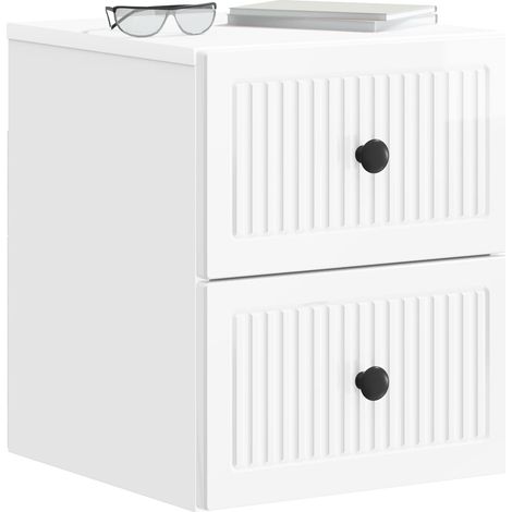 Maison Exclusive - Mobiletto da notte a muro Bianco Lucido 33 x 34,5 x 40 cm