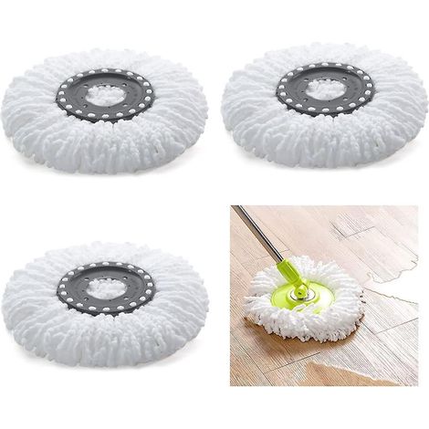 Set mit 3 austauschbaren Moppköpfen, Mikrofaser-Drehmopp-Nachfüllung, 360°-Drehmopp (1/5)