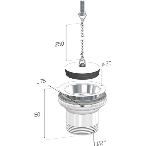SCELTO DA DESIVERO PILETTA GATTINARA PER LAVELLO INOX SENZA TROPPO PIENO 1"1/2 codice prod: DSV20681