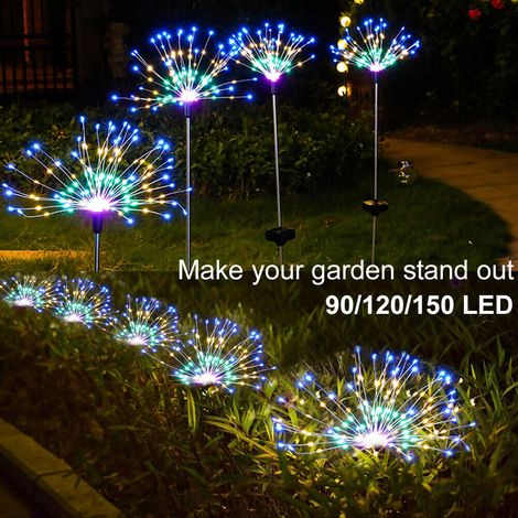 Guirlande lumineuse solaire décorative de jardin en forme de fleurs et de feux d'artifice, 8 modes d'éclairage, couleurs changeantes, étanche, à piquer pour jardin, terrasse, allée, pelouse, décoratio (1/2)