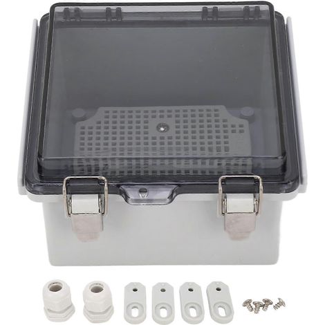 Boîte de jonction étanche IP67 en ABS 150 x 150 x 90 mm, boîtier électrique extérieur avec couvercle transparent à charnières (1/5)