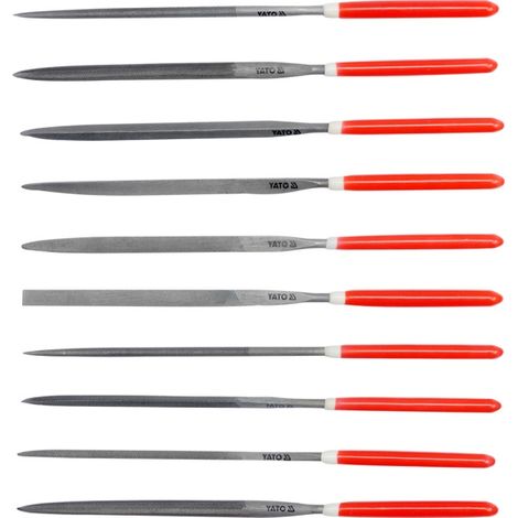 YATO, modello YT-6164, Lima ad ago 4x160x75 mm, set di 10 pezzi, ideale per lavori di precisione su metallo, legno e ceramica, utensile professionale ad alta resistenza.