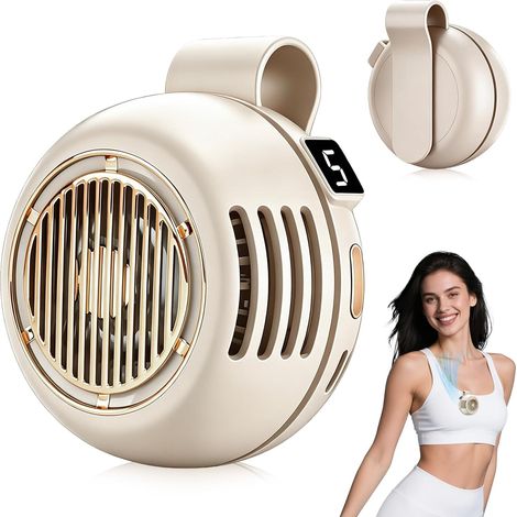 Tragbarer Clip Ventilator, Taillenclip-Ventilator, Mini Ventilator Mit Clip, Bladeless Electric Fan, 5 Geschwindigkeiten Ventilator Aufladbar Handventilator Mobile Klimaanlage für Camping (1/5)