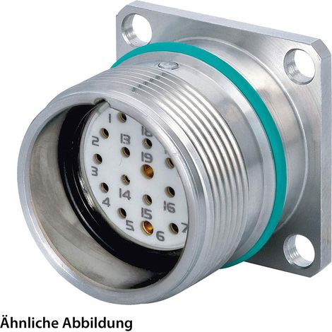 HUMMEL SET inkl. Kontakte M23 Signal INOX Geräteteckverbinder, Einlöteinsatz gerade Polzahl 19-pol., Buchse mit Vibrationsschutz Vorderwand - 1 Stück