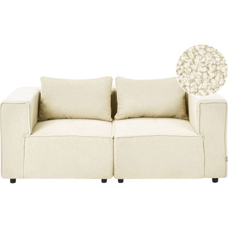 Modular 2 Seater Sofa Off-White Boucle Sectional Two Piece Sofa Modern Minimalistic Style AXEBO (1/5)