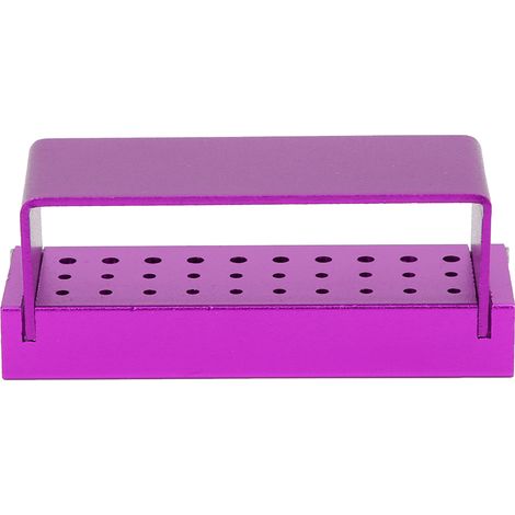 Fournitures et outils dentaires - Boîte de stérilisation en acier inoxydable à 30 trous - Porte-forets dentaires violet (1/5)