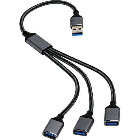 hub USB 1 vers 3, Adaptateur Multi USB avec OTG pour Ordinateur Portable, Voiture, PC, répartiteur, hub 3 Ports pour Transfert de données et Chargement, Compatible Mac, iPhone, Android (1/5)