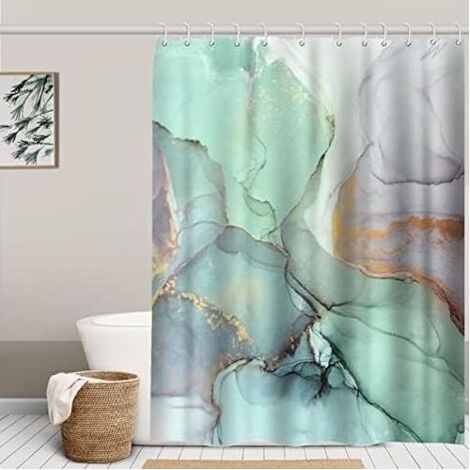 Rideau de douche imperméable et résistant à la moisissure avec 6 crochets, 100 % polyester, rideau de porte et de fenêtre pour salle de bain, dortoir scolaire, chambre d'essai, 180 x 180 cm (1/5)