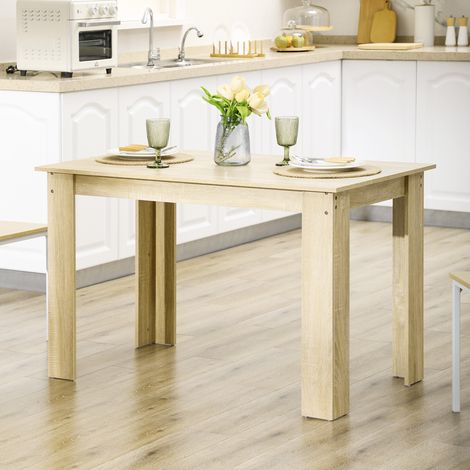 Mobilier Table à manger de cuisine design moderne avec grand plateau 2-4 personnes en bois 120L x 69l x 75H cm chêne