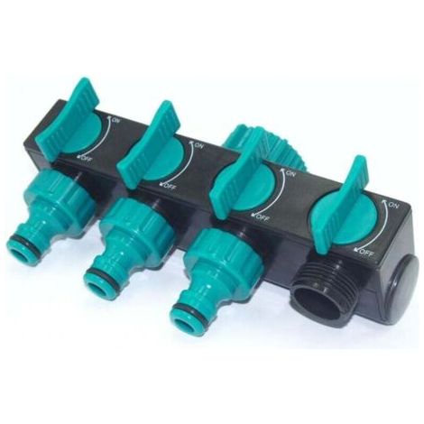 BUNTHAUS PA Distributeur d'Eau 4 Voies avec Robinet d'Arrêt Régulateur de Débit Verrouillable pour Arrosage Jardin (1/4)