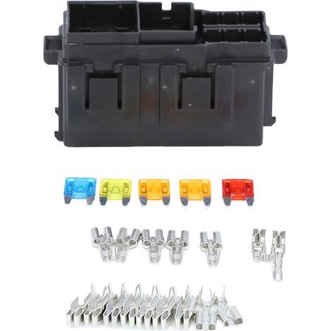 Sicherungsrelaisbox, universeller Blocksatzhalter, hitzebeständig, 2 Steckplätze, 6 ATC ATO mit 5 12V-Sicherungen (1/5)