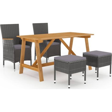 Juego de comedor de jardín de 5 piezas gris vidaXL (1/5)