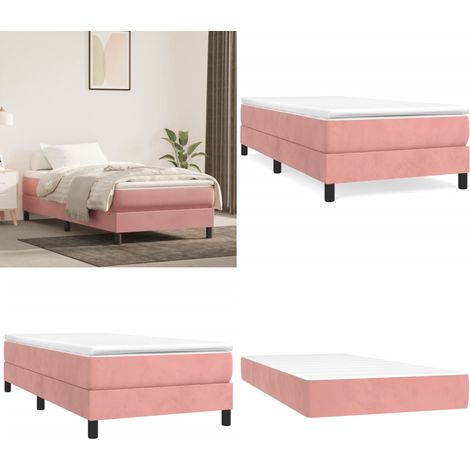 Cama box spring con colchón terciopelo rosa 80x200 cm - Colchón de muelles - Colchón ensacado