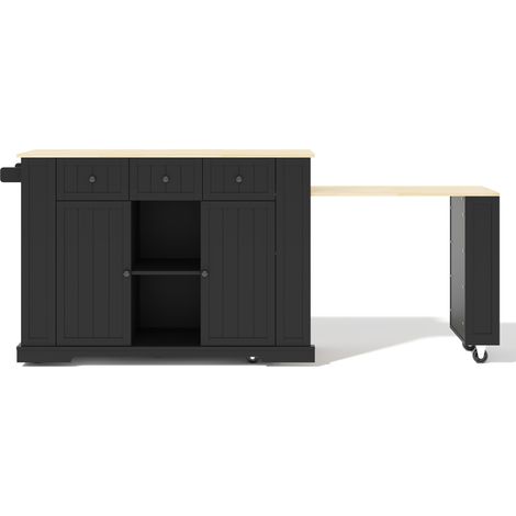 Isola cucina mobile con tavolo estensibile e piano ribaltabile, MDF, 138 x 55 x 93 cm (1/5)