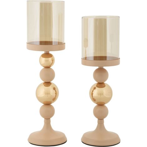 PORTAVELAS GLASSY ROSA SET DE 2 PIEZAS CM Ø 10X32-10X36 (1/5)