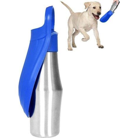 Bouteille d'eau Portable pour Chien, Gourde Chien Promenade 750ML, Gourde pour Chien, Tasse à Eau extérieure pour Chien en Acier Inoxydable, Eau Potable pour Animal de Compagnie en Plein Air (1/4)