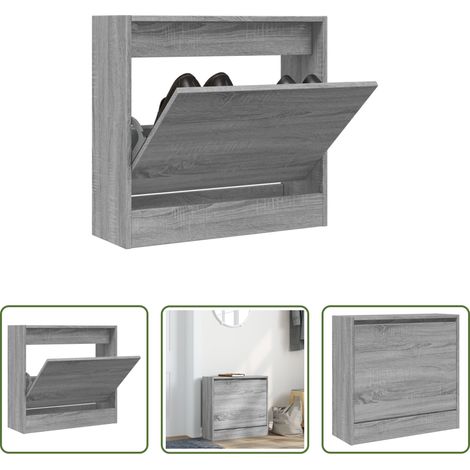 vidaXL Armoire bois -  Armoire à chaussures sonoma gris 60x21x57 cm bois d'ingénierie (1/5)