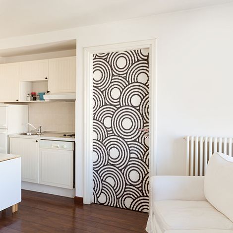 Sticker Mural Cercles Blancs 204 cm X 83 cm - Déco Intérieure Porte Maison & Bureau (1/4)