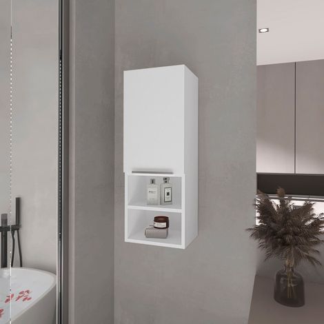 Armadio da Parete per Bagno Mila con Ripiani - Bianco (1/5)