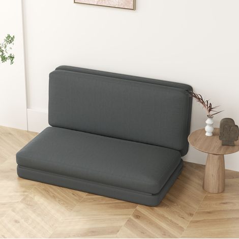 Divano letto pieghevole 3 in 1 in poliestere effetto velluto, grigio scuro HAVRYA (1/5)