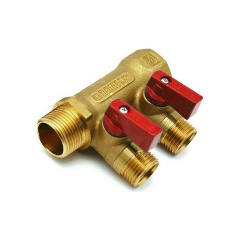 COLLETTORE NINO 2 VIE CON VALVOLE A SFERA 3/4 x 1/2 2 vie Blu