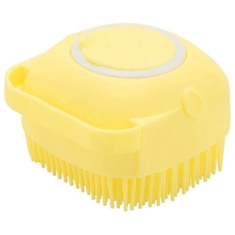 Brosse de bain pour animaux de compagnie, en silicone, 8.8x8x5.7 cm, distributeur de shampoing, massage de la peau, épilation, jaune (1/5)