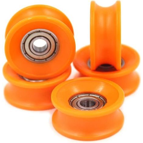 Lot de 5 poulies à roulement à billes 6 x 30 x 13 mm – Rainure en U – Nylon renforcé et acier – Idéal pour portes coulissantes et systèmes de caméra (1/4)